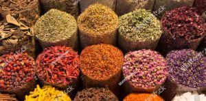 Stock Photo Spices And Herbs Being Sold On Street Stal At Morocco Traditional Market 553125715 300x148 